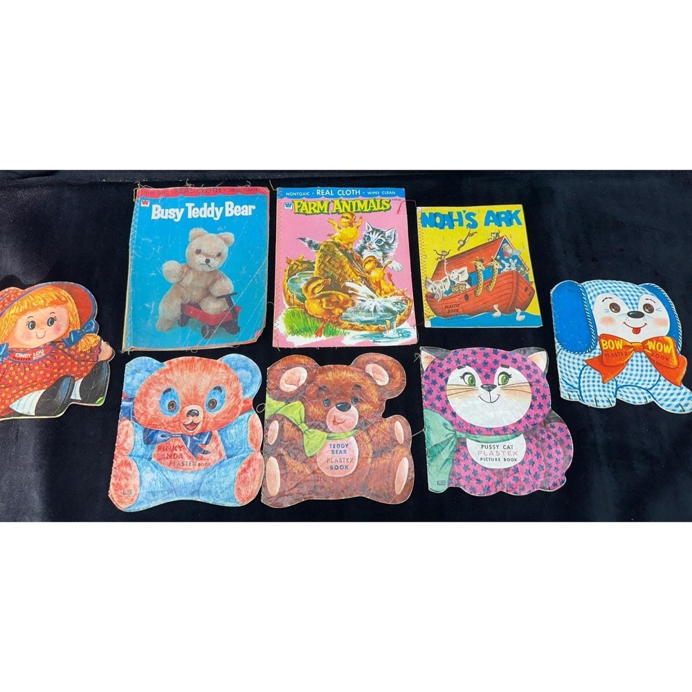 Vintage Children's Books Cloth Plastex Whitman 1970's Cloth Plastic Books (8)